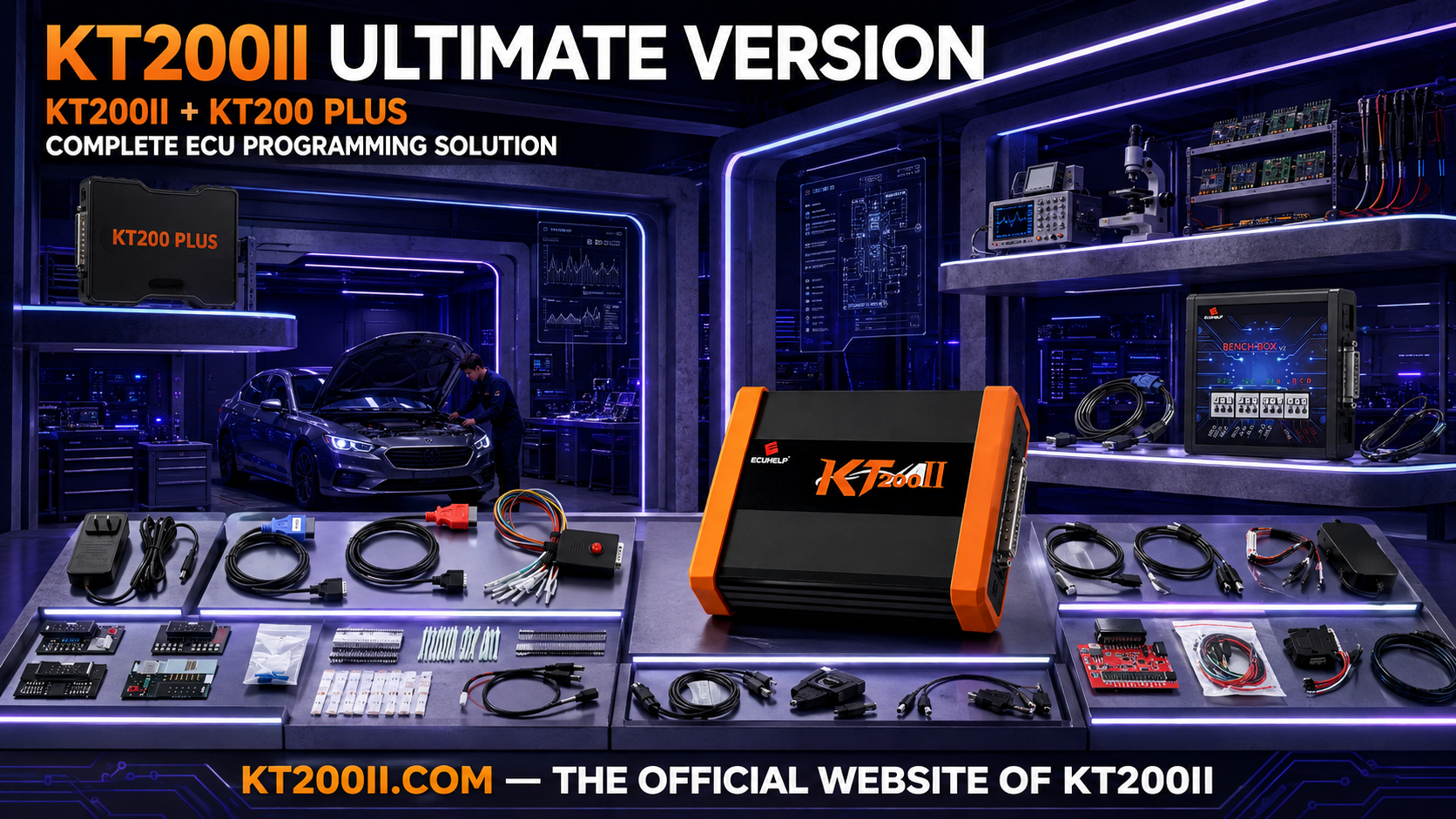 KT200II Bosch EDC17CP14 ECU programming workflow with OBD Bench Boot identification backup and safe writing