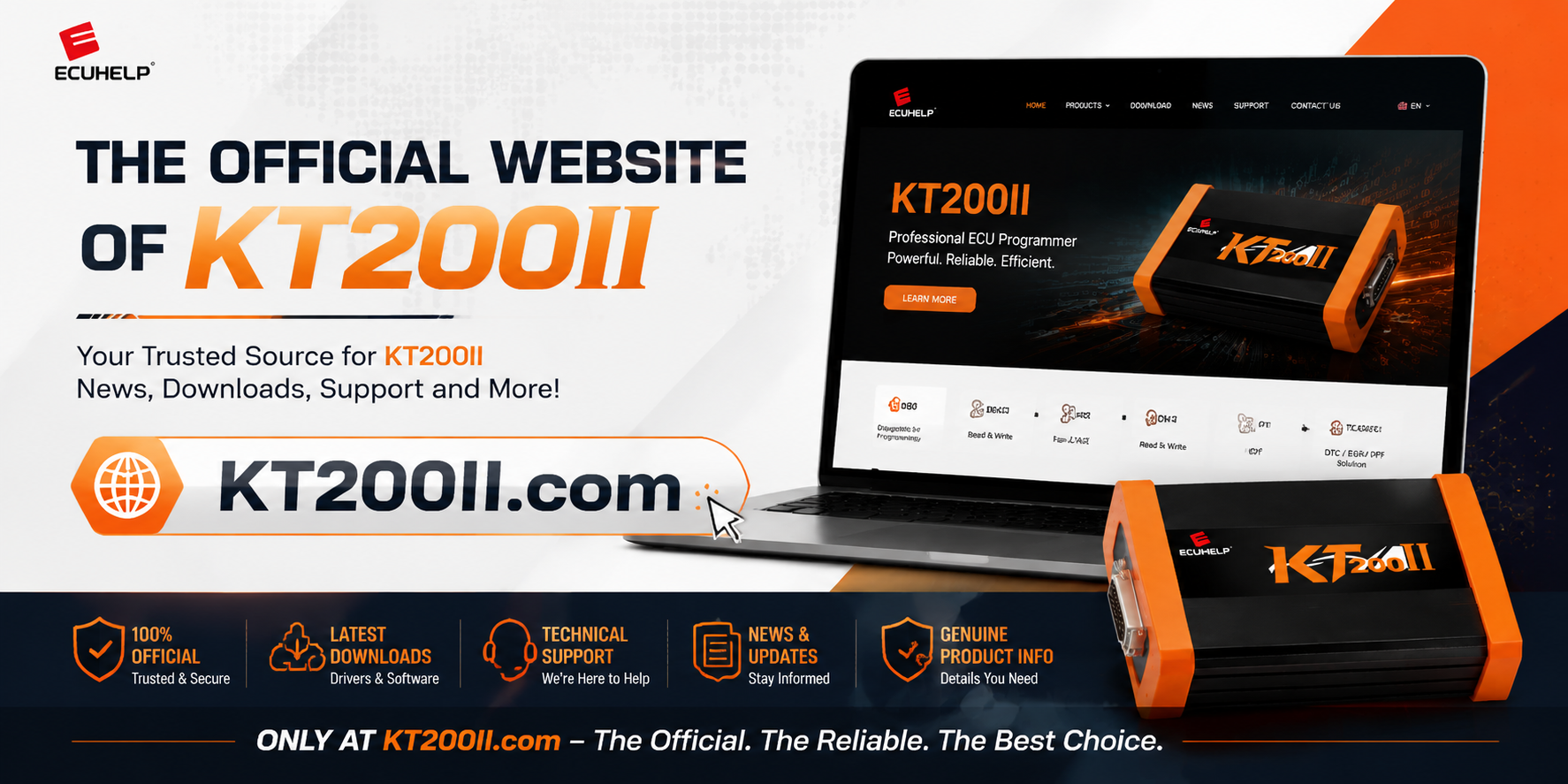 KT200II ECU programmer features and professional ECU programming functions overview