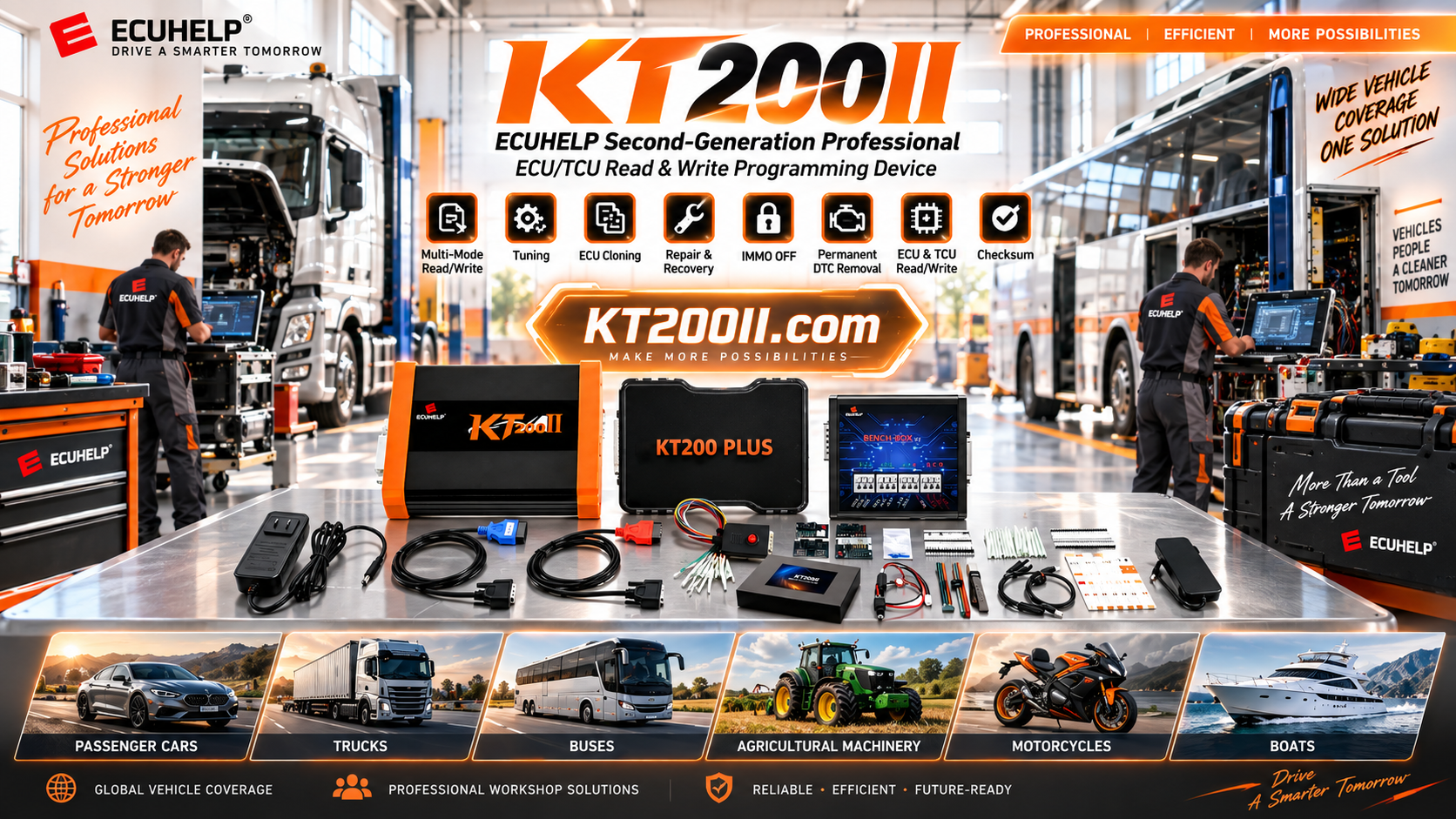 Automotive technician cleaning an ECU programming workstation and electronic service tools