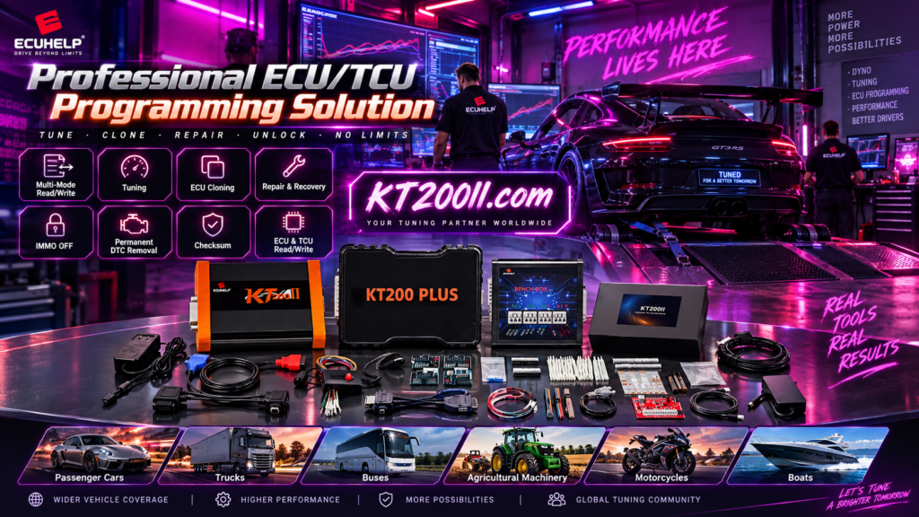 Technician checking ECU programming tool accessories against a workshop inventory list