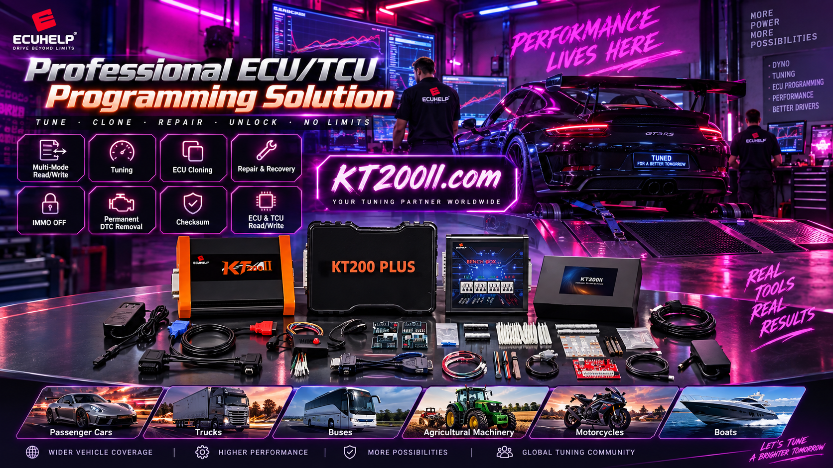 Technician checking ECU programming tool accessories against a workshop inventory list