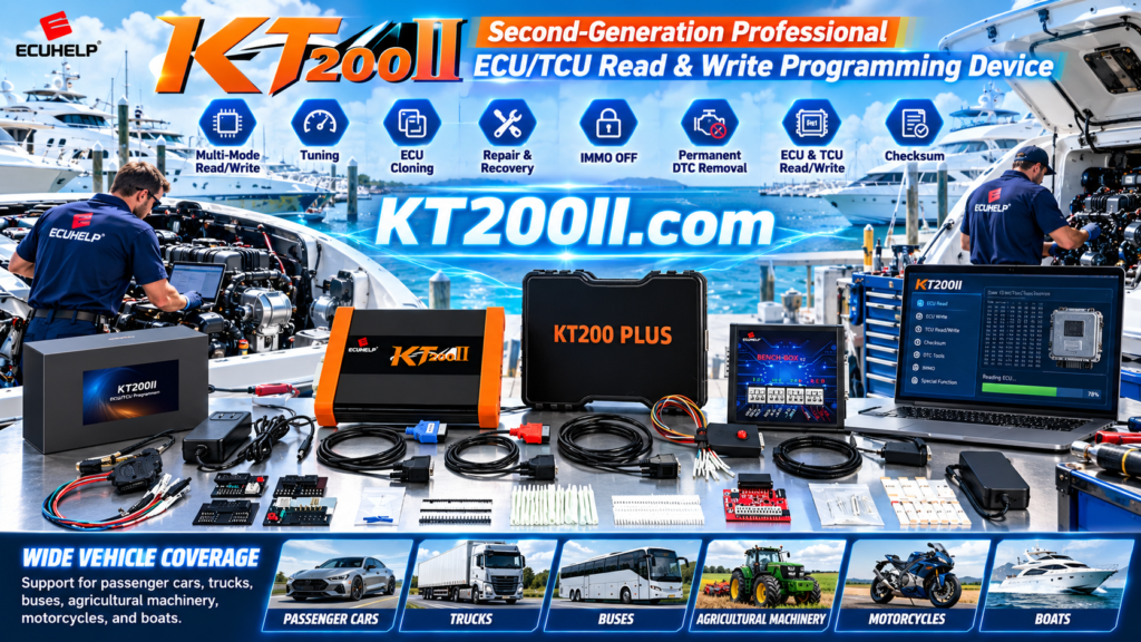 Automotive technician managing electromagnetic conditions around an ECU programming workstation