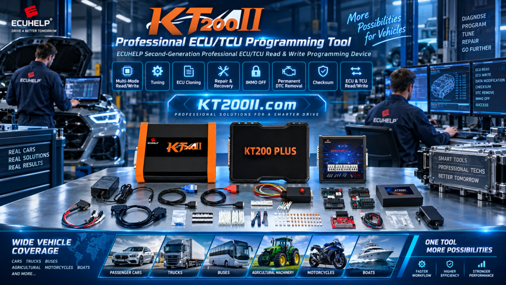Organized ECU programming workbench with separate areas for incoming active and completed control units