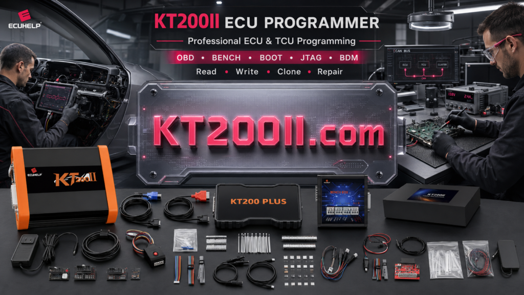 KT200II Bosch EDC17CP14 TC1796 ECU programming through OBD, Bench and Boot modes with stable power and original data backup