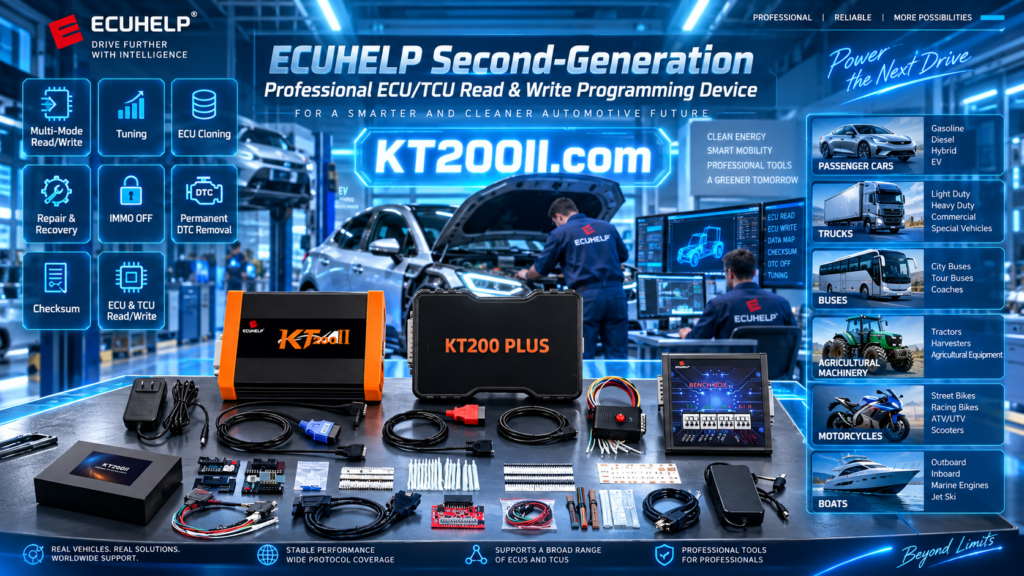 Automotive electronics technician working in a quiet ECU programming workshop