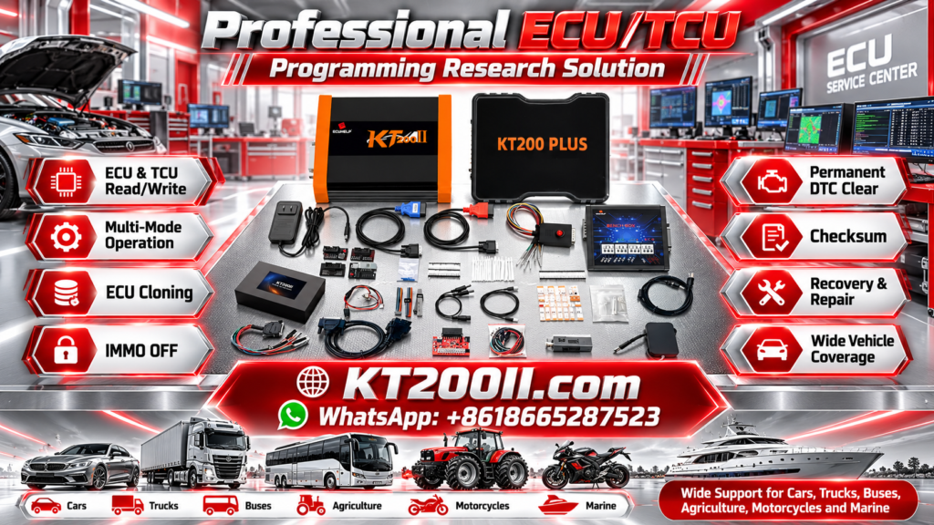 Automotive ECU data backup using a professional ECU programmer with original Flash and EEPROM files organized on a computer workstation