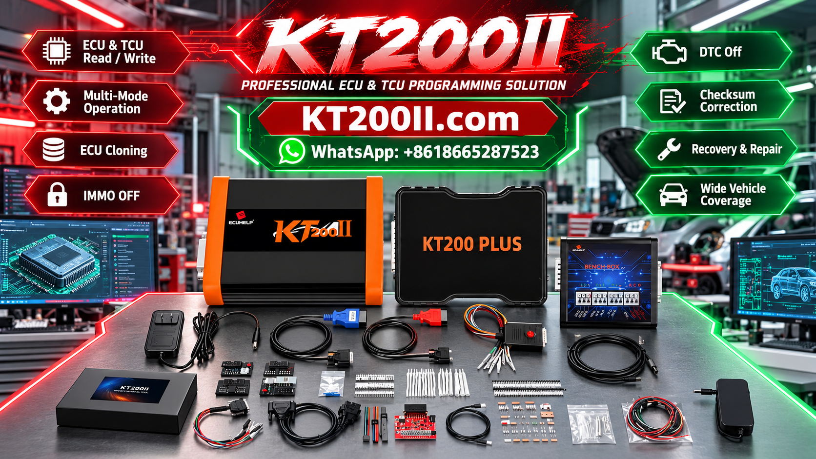 Automotive ECU communication protocol testing with CAN bus wiring, diagnostic interface and vehicle control module on a professional electronics workbench