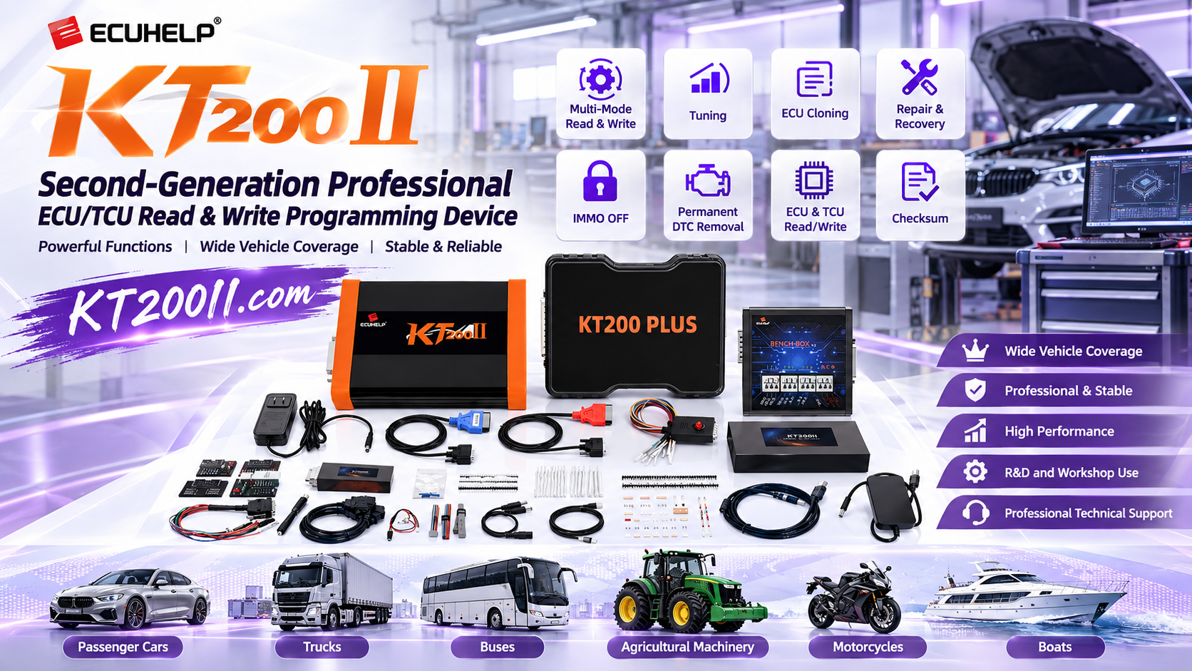 Workshop technician organizing an ECU programming job queue for OBD, Bench, and Boot operations